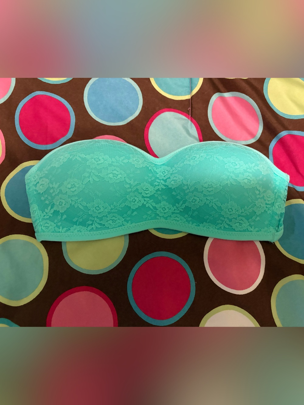 Victoria's Secret Teal Lace Strapless Bandeau